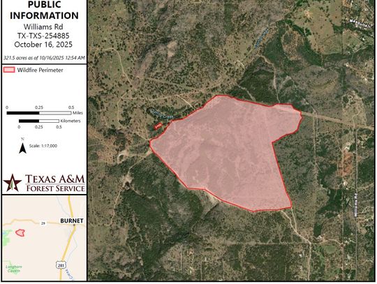 Williams Road Fire Scorches 300 Acres in Burnet County