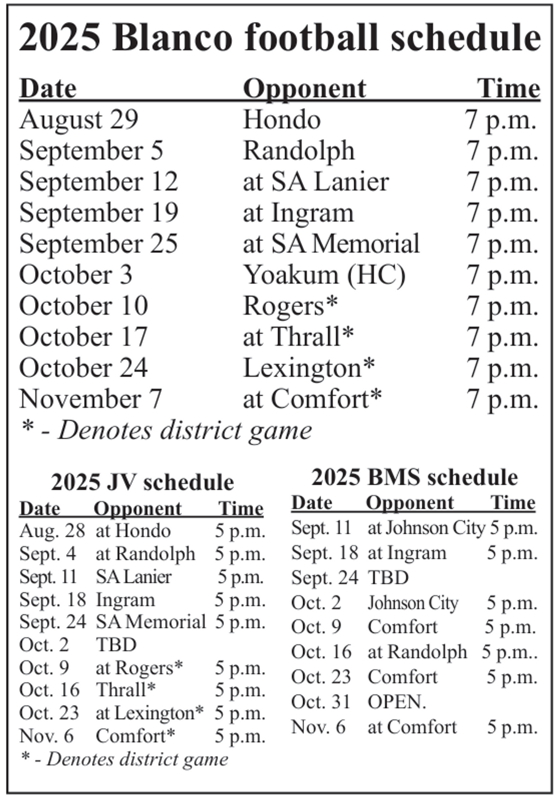 Walker Era of Blanco Football Kicks Off Friday