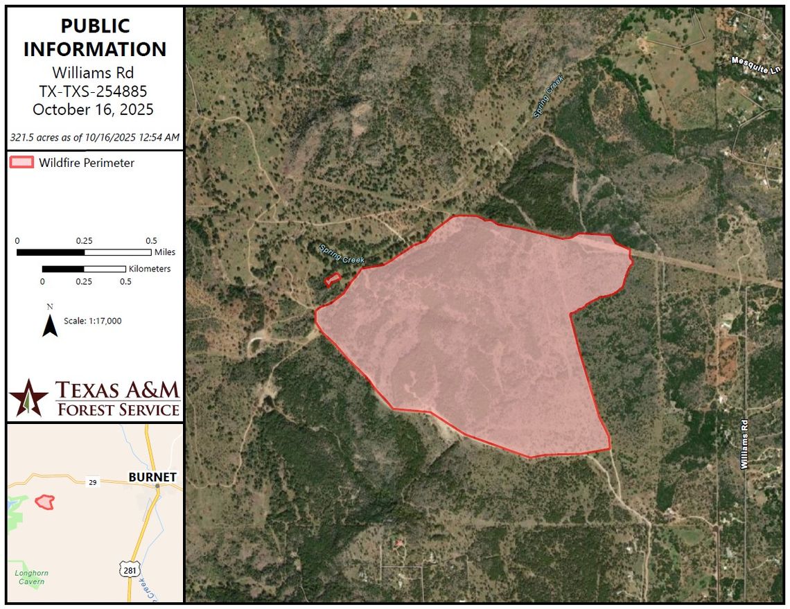 Williams Road Fire Scorches 300 Acres in Burnet County Williams Road Fire Scorches 300 Acres in Burnet County